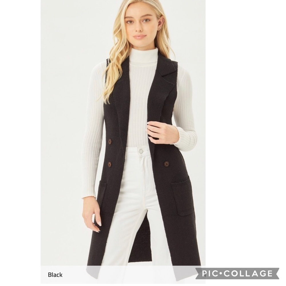 Black… Black Long Cardigan Vest